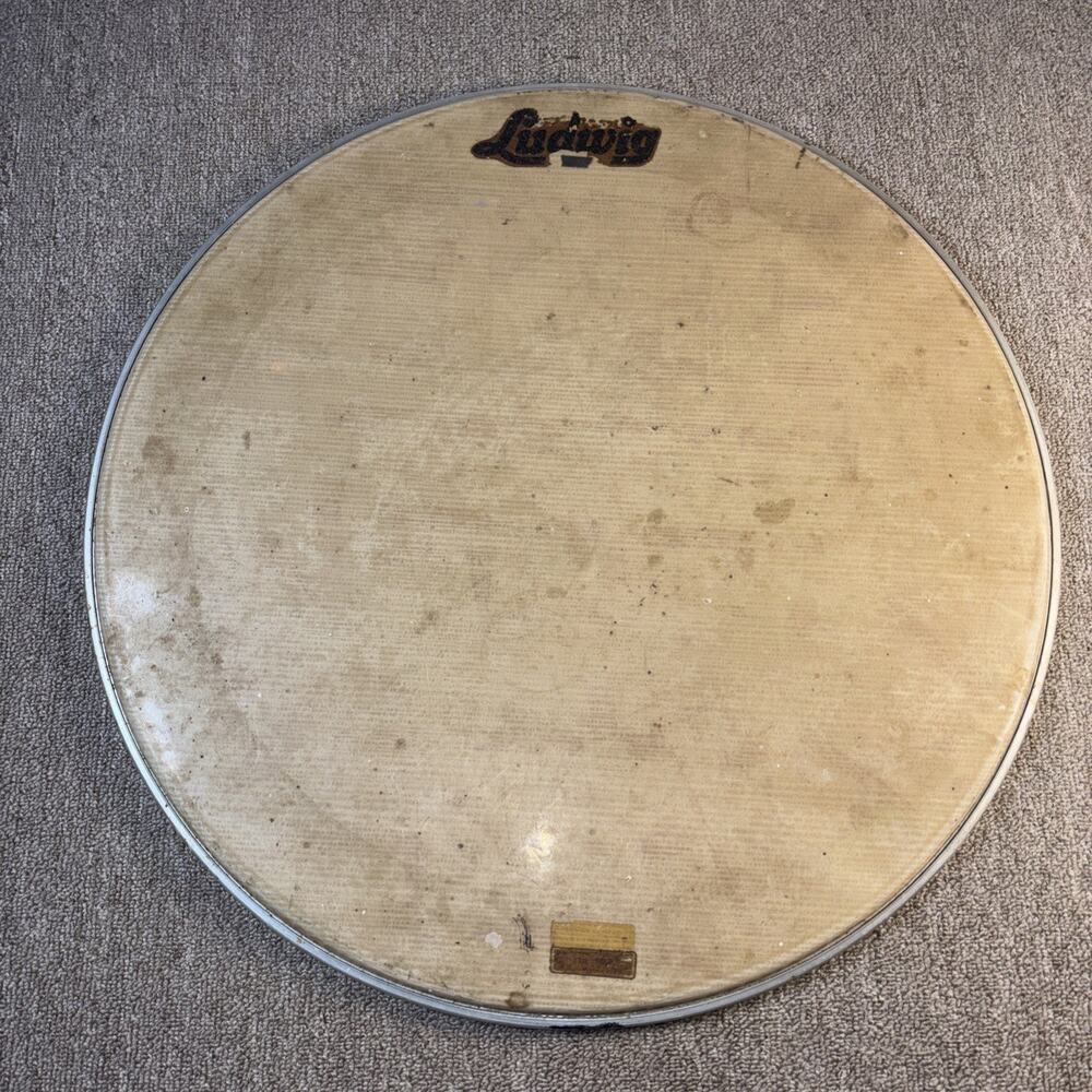 Vintage 1960s Ludwig 20” Bass Drum Head White Marine Patina Ringo Era